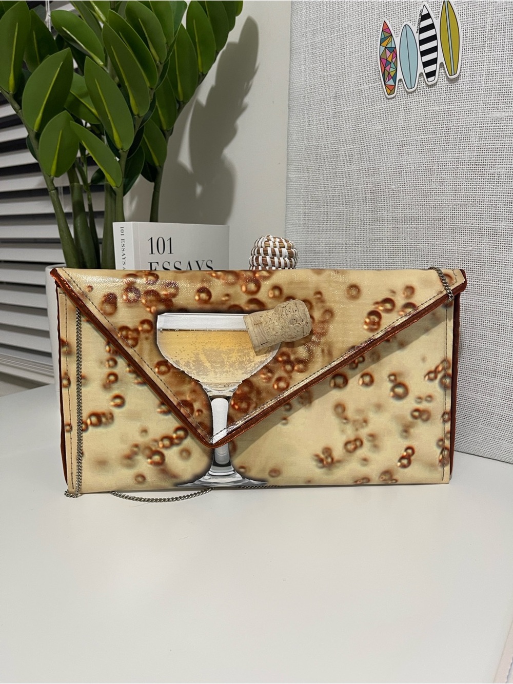 nwot KENT STETSON signed champagne celebration party shoulder bag clutch